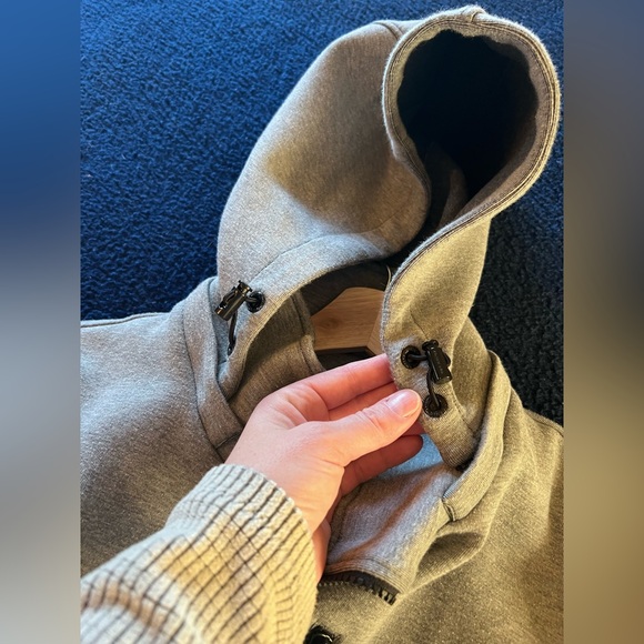 ANDREW MARC Full Zip Up Removable Hood Gray Scuba Hooded Jacket Women's Size M - Picture 8 of 9